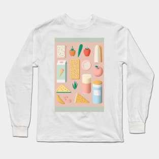 Snack Time - Pastel Colored Pattern Long Sleeve T-Shirt